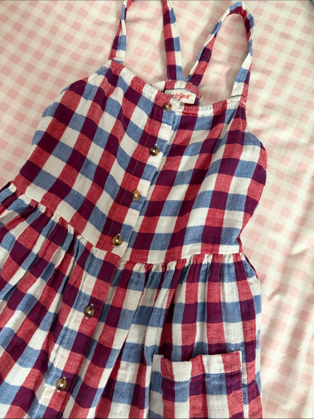 Cat & Jack Red White Blue Gingham Sundress